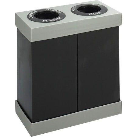 Safco 28 gal Rectangular Double Recycling Center Receptacles, Black, Polyethylene SAF9794BL
